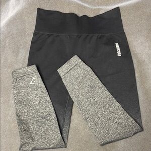 Gymshark Black and Gray Color Block Leggings